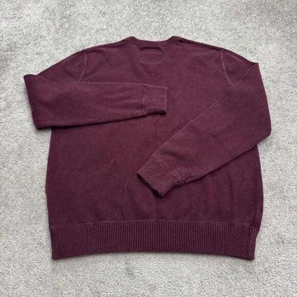 American Eagle Outfitters Pullover Sweater Mens Medium Burgundy Cotton V-Neck - Picture 2 of 13